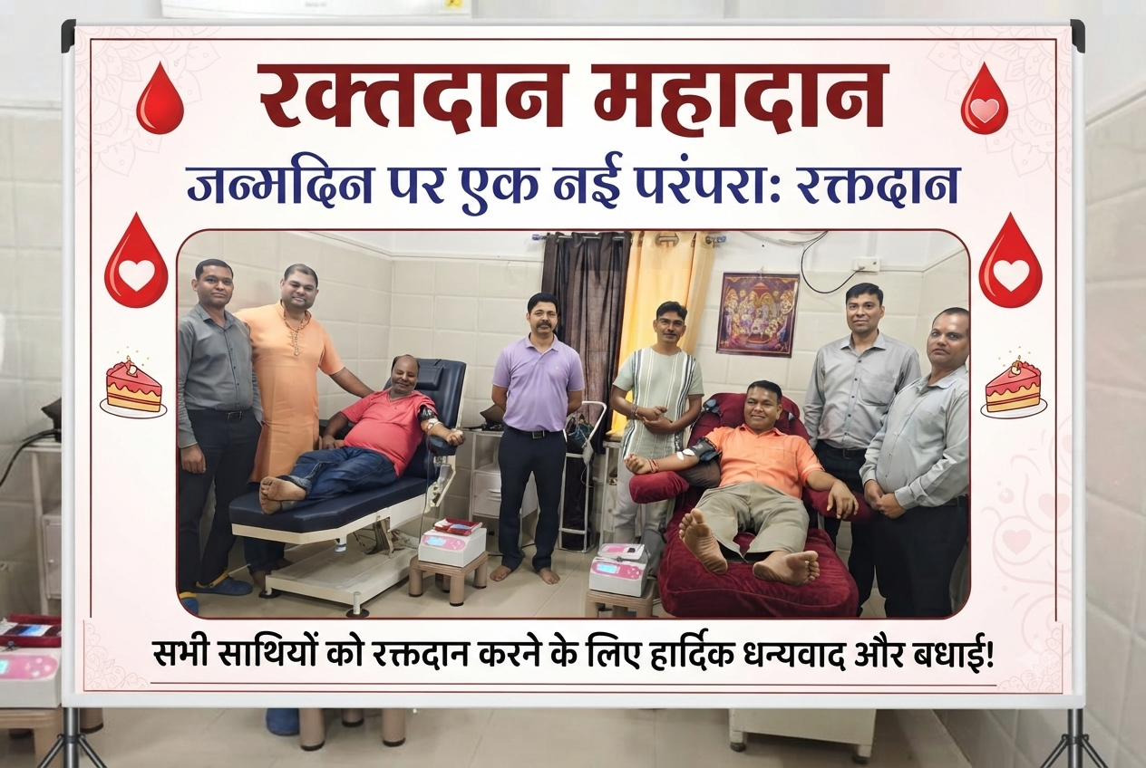 जन्मदिन पर अनूठी पहल: व्यापारी अमित जायसवाल ने किया प्रथम रक्तदान, दोस्तों ने भी दिया साथ